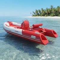 Bateau semi-rigide en fibre de verre certifié CE, best-seller, 12,8 pieds (3,9 m), coque en V profond, PVC/Orca Hypalon 0,9/1,2 mm, 5 personnes