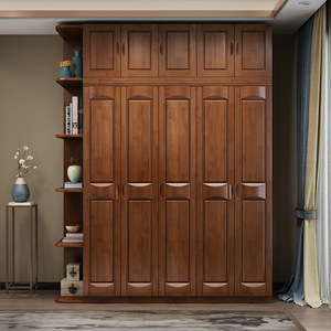 Dazhang Jiaju Modern Chinese Style Solid Wood <b>Wardrobe</b> 3 4 5 6 Door <b>Large</b> Capacity Hinged Door Bedroom Storage Cabinet - Product Image 4