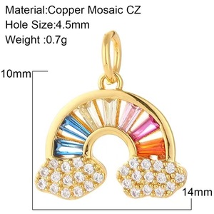 Dijes de Cobre con Baño de Oro 18K, Esmalte <span class=keywords><strong>Rosa</strong></span> Brillante y Circonita, Lindos y Delicados, Accesorios de Joyería de Moda para la Creación de Broches de Diamantes de Imitación - Product Image 4