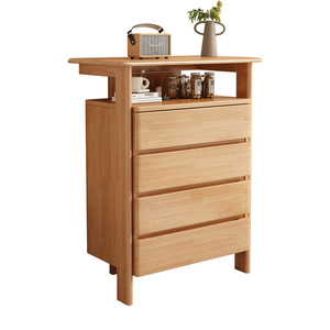 Solid Wood <b>Chest</b> Of Drawers 4 Drawer <b>Storage</b> Cabinet Bedroom Dresser For Small Apartment Living Room Simple Wooden Cabinet - Product Image 4