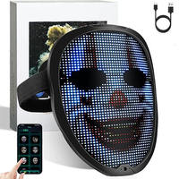 Masques faciaux à LED lumineux pour Halloween, fête, taille adulte, matériau PS, rechargeable, contrôle par application, changement de visage