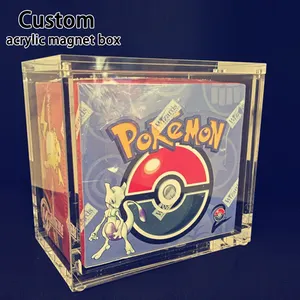 Custom Pokemon Etb Display Case Met Magneet Deksel Acryl Booster Box Vitrine Met Schroef Montage Sluiting Protector Case