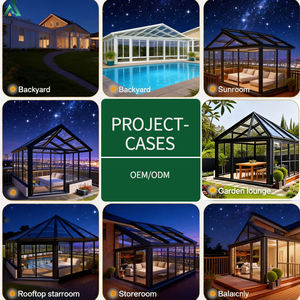 ANCSEM Nuova Pergola in Alluminio Stile Fattoria con Vetri Basso-Emissivi e Porte Scorrevoli, Veranda Esterna per Giardino 4 Stagioni - Product Image 4