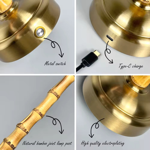 Classical Bamboo <strong>Table</strong> <strong>Lamp</strong> Cordless Touch Dimming Reading Rattan <strong>Table</strong> <strong>Lamp</strong> 5200mAh Rechargeable <strong>Table</strong> <strong>Lamp</strong> For Wedding 2700K - Product Image 4