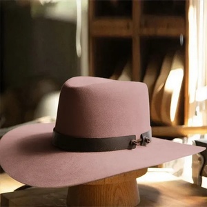 Chapeau Fedora en feutre de laine à large bord réglable unisexe décontracté pour adultes toutes saisons avec accent en ruban - Product Image 1