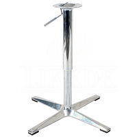 Base de table réglable en hauteur avec ressort à gaz en aluminium argenté poli moderne pour table de salle à manger, restaurant, bar