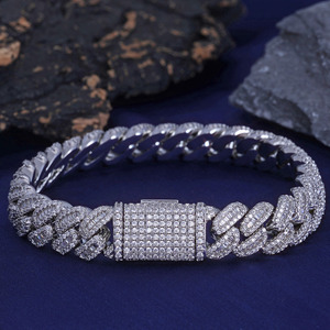 Hip Hop 12mm Mixed <b>Set</b> T-Square Zircon Cuban Chain Accessories Men's <b>Bracelet</b> Accessories Tanjing - Product Image 4