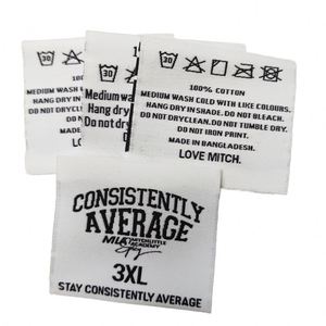 Étiquettes tissées pliées au centre personnalisées, de haute qualité, écologiques, durables et lavables, en polyester, pour la couture - Product Image 3