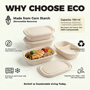 Kotak Kue <span class=keywords><strong>Burger</strong></span> Sekali Pakai Biodegradable dari Pati Jagung, Desain Kokoh, Anti Bocor, Dapat Digunakan di Microwave, Tahan Minyak, Promo Harga Spesial - Product Image 1
