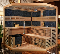 Prix d'usine Sauna sec traditionnel finlandais pour la maison, sauna à vapeur intérieure, lumière rouge, double couche, panneau de commande informatique solide d'angle, villa