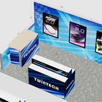 Stand d'exposition modulaire BrUnity Display, mur d'arrière-plan SEG à sublimation thermique, léger, écologique, avec plusieurs comptoirs lumineux