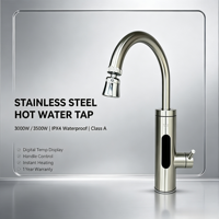 HAILIJING Robinet d'eau chaude instantanée en acier inoxydable 3000W 3500W avec affichage numérique et commande par poignée IPX4 pour cuisine et salle de bain