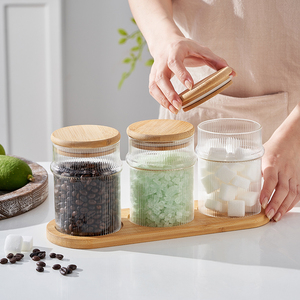 Cấp Thực Phẩm Thủy Tinh Nhà Bếp Lưu Trữ 470Ml Kín Dưa Kẹo Frosted Lọ Thủy Tinh Nhỏ Với Nắp Tre - Product Image 4