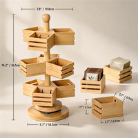 360 °   Organisateur de sachets de thé rotatif pivotant, boîtes amovibles, support à sachets de thé en bambou à 3 niveaux, rangement de cuisine