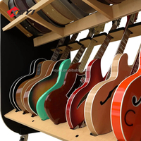 Présentoir en bois à structure simple et moderne personnalisé pour guitare mobilier de magasin de détail écologique