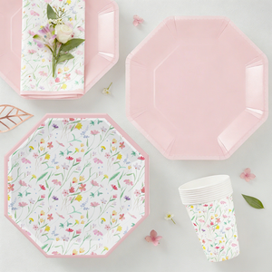 Decoración para Fiesta de Té de Primavera DAMAI, Regalos para Niñas, Plato Rosa con Diseño Floral, Vajilla Desechable, Servilletas de Papel, Vasos, Platos - Product Image 3