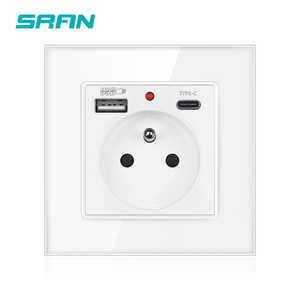 SRAN Prise electrique murale verre avec <span class=keywords><strong>port</strong></span> <span class=keywords><strong>usb</strong></span> français prise electrique murale - Product Image 1