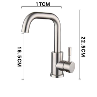 Robinet de lavabo incurvé en acier inoxydable brossé, 360 °   Robinet de lavabo pivotant à poignée unique chaud/froid pour salle de bain