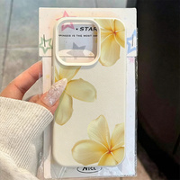 Étui de téléphone portable en cuir texturé à motif de fleurs jaunes pour iPhone 16 15 17 18 Pro Max Coque de protection antichoc