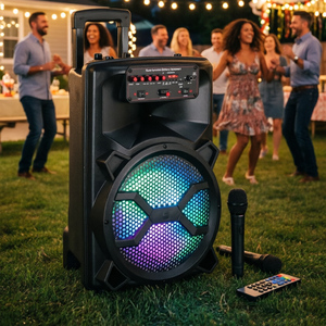 Altavoces TS1282 de 12 pulgadas Retro <span class=keywords><strong>Boombox</strong></span> Caixa De Som Powered Subwoofer Altavoz de Karaoke portátil para exteriores con micrófono y Bluetooth - Product Image 1