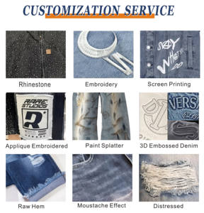 Jeans délavés vintage pour hommes Streetwear HipHop Baggy coupe ample jambe large bouton brodé délavé décontracté - Product Image 4