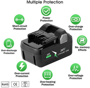 แบตเตอรี่ลิเธียมไอออน 0037-1749 BSL36A18 36 โวลต์ มัลติโวลต์ 2.5 แอมป์ชั่วโมง BSL36A18 6.0 แอมป์ชั่วโมง ลิเธียมไอออน 372121M แบตเตอรี่ลิเธียม 36V/18V สำหรับเครื่องมือไฟฟ้า - Product Image 5