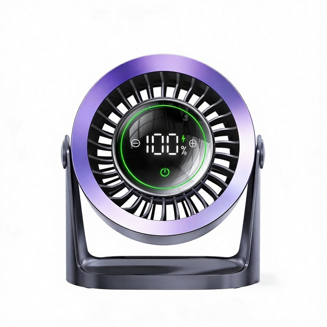 LED Digital Touch Screen Wearable Fan with 100 Speed Settings 90 Adjustment Desktop/Wall Mount for Car & Home Use