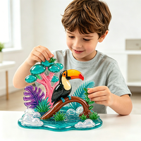 Kit de stickers 3D empilables en cristal DIY, Scène aquatique tropicale avec toucan, Pièces en cristal transparent, Dos autocollant, Jouet créatif pour tout-petits