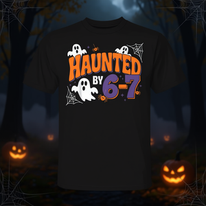 T-shirt Haunted By 6 7, design araignée fantôme d'Halloween, noir, unisexe pour adulte - Product Image 3