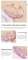 Crownia Accessorio per Capelli da Principessa con Corona in Strass Rosa Placcata in Oro Rosa per Feste di Compleanno delle Ragazze