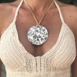 Boho Vintage Leather <b>Necklace</b> Women Oversized Silver Pendant Disc <b>Statement</b> Jewelry Exaggerated Chains Featuring Pearl Main - Product Image 5