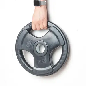 Piastre di impugnatura in gomma per allenamento Fitness Logo personalizzato 20kg piastra in gomma in ghisa