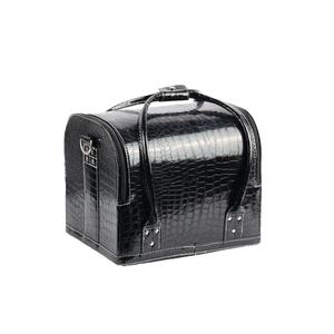 Sac de maquillage imperméable Obox, motif crocodile noir, étui en cuir avec fermeture à glissière, rangement cosmétique portable pour usage domestique - Product Image 2
