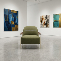 Fauteuil Minimaliste en Velours avec Structure Métallique pour Appartement, Salle à Manger, Salon, Hall d'Hôtel, Bureau, Réception, Salle d'Attente