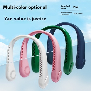 NUEVO Ventilador de cuello portátil perezoso Enfriador de aire Ventilador de cuello colgante de viento grande de mano con ventilador de recarga USB con logotipo - Product Image 3