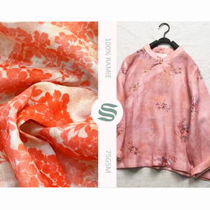 Tela de ramio impresa personalizada para mujer, ropa de lino 100%, venta al por mayor - Product Image 1