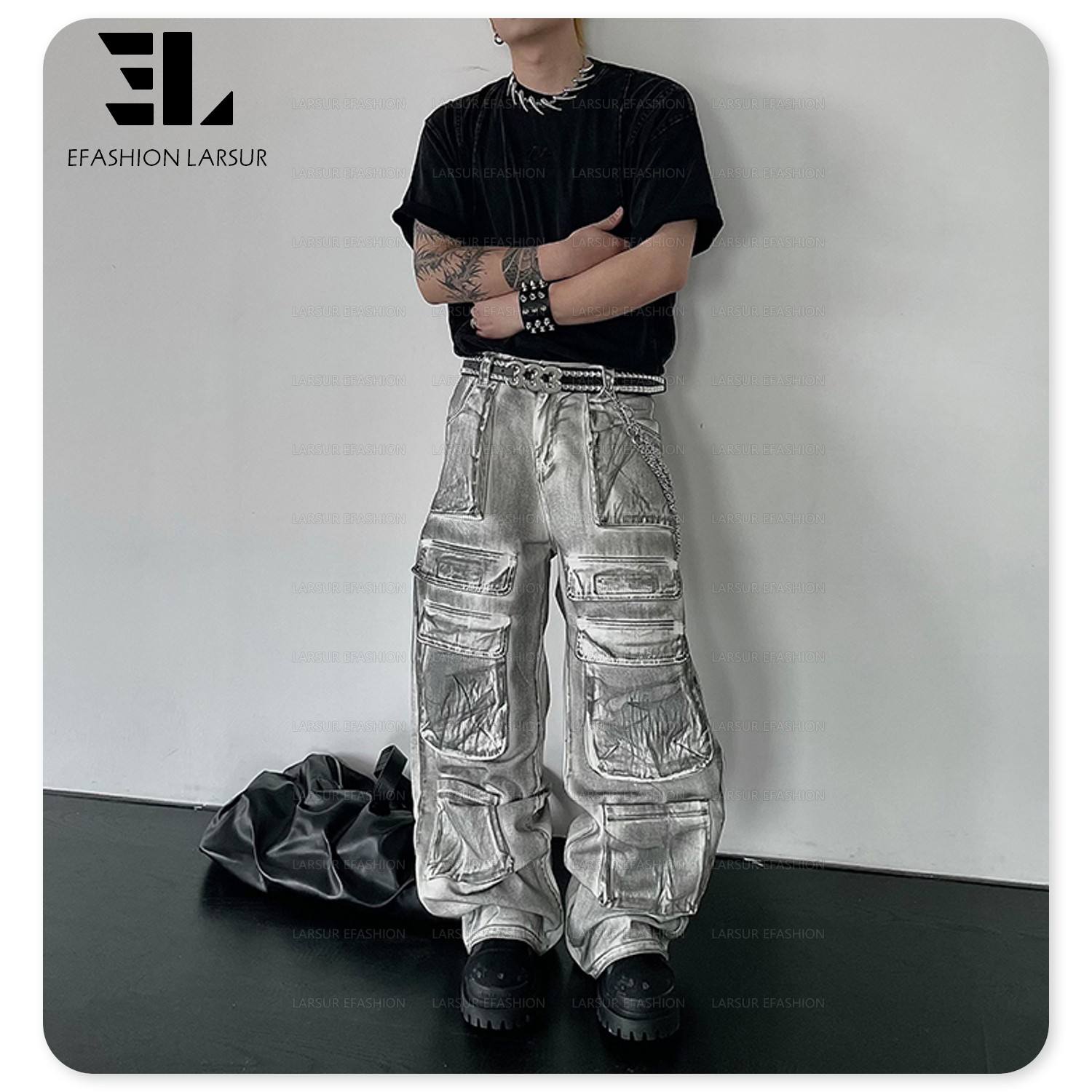 Cargo Jeans Coated Denim Pants Wholesale Wax Coated Pants Custom