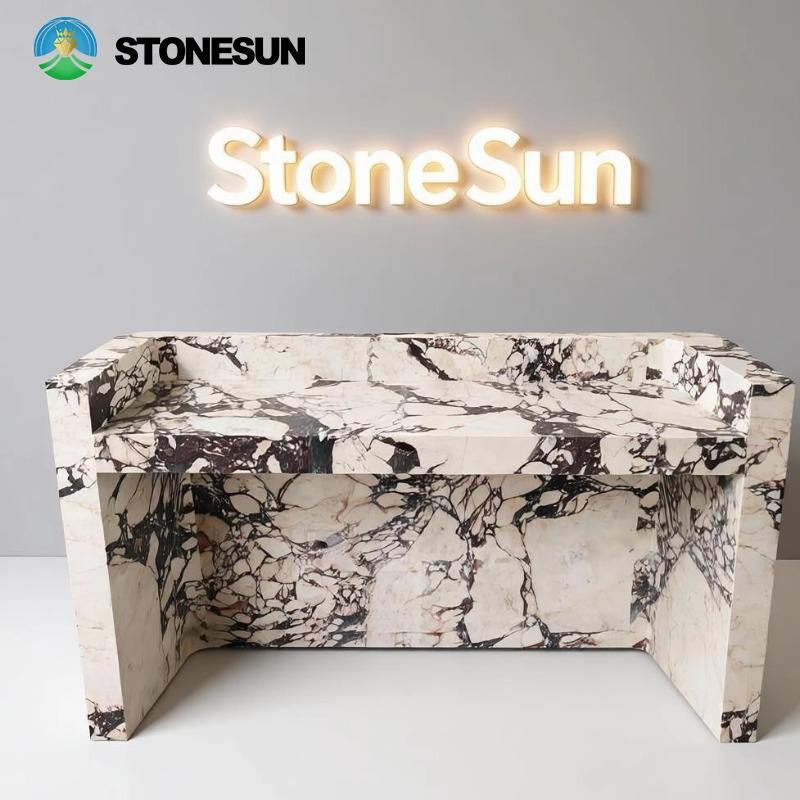 StoneSun Luxury Calacatta Viola Marble Stone for Reception Desk Modern ...