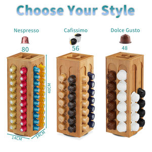Support de capsules de café rotatif en bambou personnalisé, compatible avec 80 capsules <span class=keywords><strong>Nespresso</strong></span> - Product Image 6