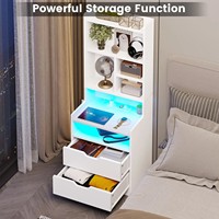 Étagère d'appoint moderne en bois blanc avec LED, table de chevet pour appartement, hôpital, salon et chambre à coucher
