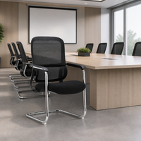 Chaise de bureau ergonomique en maille, dossier haut, base cantilever, support lombaire, cadre chromé, pour bureau à domicile et école