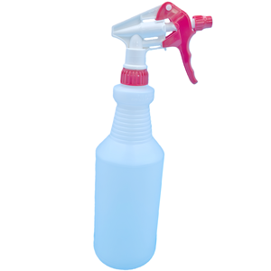 زجاجة رش بلاستيكية أسطوانية فارغة سعة 24 أونصة من البولي إيثيلين عالي الكثافة مع بخاخ أحمر وأبيض أو أزرق وأبيض - Product Image 2