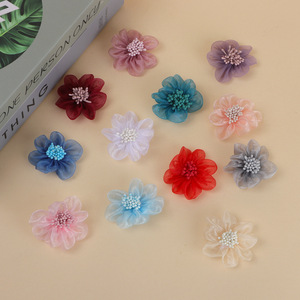 ดอกออร์แกนซ่าทำมือขนาด 5 ซม. อุปกรณ์ตกแต่งเครื่องประดับ DIY สำหรับผม เสื้อผ้า ของตกแต่งงานฝีมือ - Product Image 1