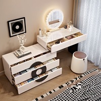 Coiffeuse pour coin maquillage avec miroir, meuble de chambre à coucher, coiffeuse en bois, bureau multifonctionnel pour la maison, chambre à coucher
