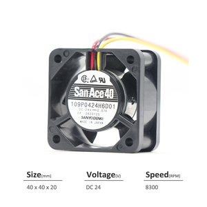 พัดลมระบายความร้อนแบบแกน SANYO DENKI San Ace รุ่น 109P0424H6D01 ขนาด 40*40*20 มม. 24V DC 1.68W 0.07A 8.2CFM 8300rpm สำหรับเซิร์ฟเวอร์และอุปกรณ์โทรคมนาคม - Product Image 2