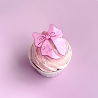 Acrylique Rose Or Rose Joyeux Anniversaire Gâteau Topper Bowknot Forme Cupcake Toppers Gâteau Décoration pour la Fête D'anniversaire De Maman Dessert