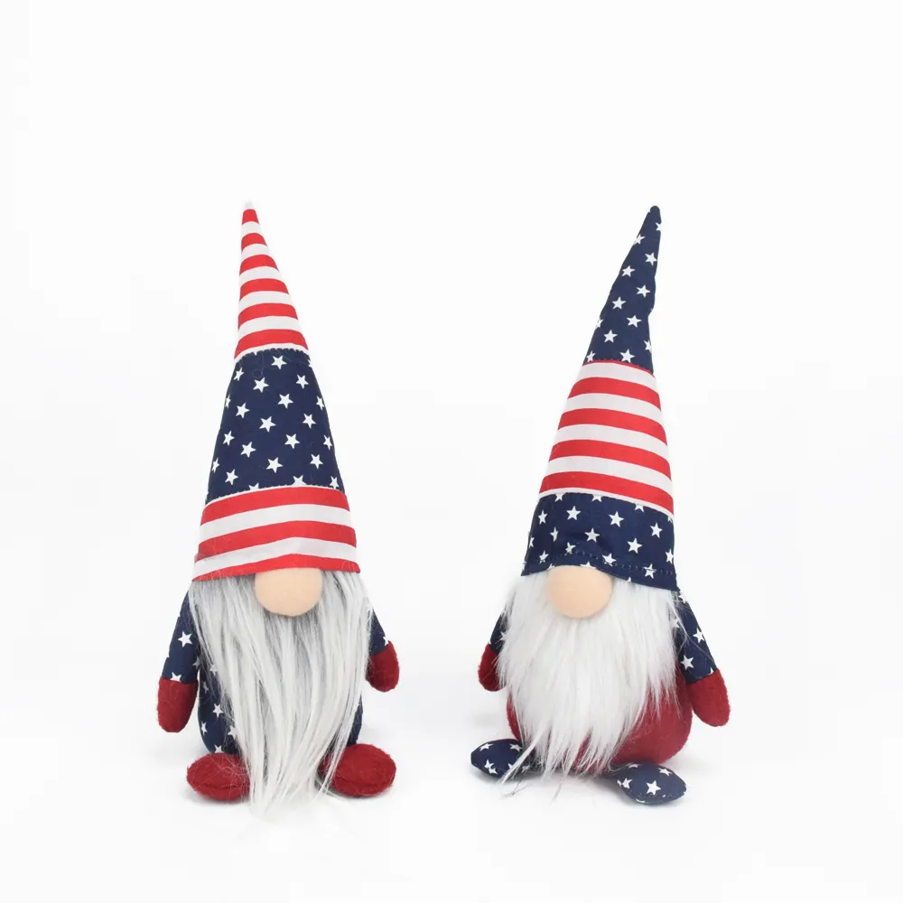 4 Independence แห่งชาติวัน USA 2021 4th กรกฎาคม Decor อเมริกันที่กำหนดเองสีขาวสีแดงสีฟ้าลาย Tomte รักชาติ Gnome