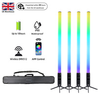 Entrepôt UK – Nouveaux Tubes LED Pixel 4*IP65 2.4G sans fil étanches avec contrôle DMX/Wifi, alimentation par batterie, pour éclairage de scène DJ, soirées et KTV