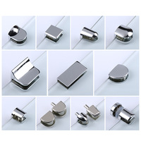 Support de cadre semi-circulaire en alliage de zinc avec clip en verre avec accessoires de quincaillerie à pince fixe pour étagère et cloison