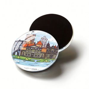 <b>Fridge</b> Lithuania Souvenir Crystal 3D Murano Glass Rectangle Round Magnet Customization - Product Image 2